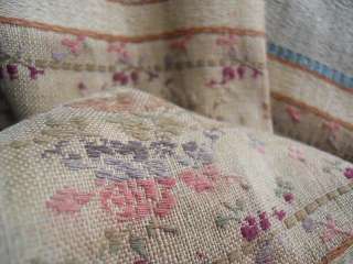 ANTIQUE FRENCH FABRIC 18 TH CENTURY LINEN JACQUARD  