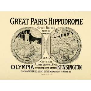  Print Walter Crane Poster Great Paris Hippodrome Chariot Race Racing 