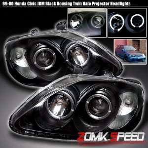  99 00 Honda Civic Halo Black Projector Headlights 