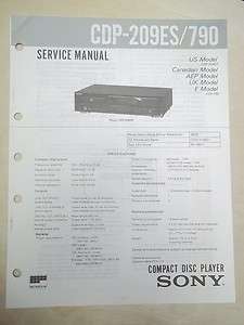 Sony Service/Repair Manual~CDP 209ES/790 CD Player  