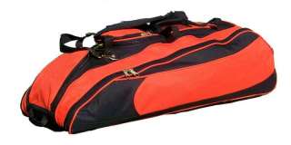Black/Orange Baseball Softball Bat Equipment Roller Bag  