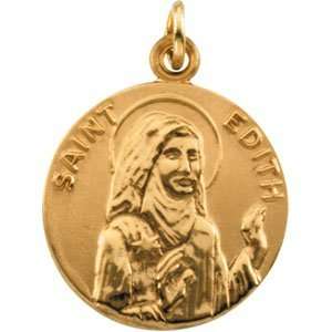 14Kt Solid Yellow Gold Saint Edith Stein Medal Patron Saint of Youth 