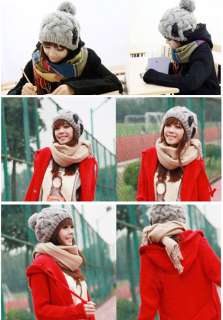   Womens Stripe Winter Wool Cap Snow Warm Knitted Beanie Hat  