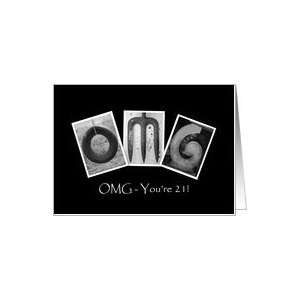  21st   Birthday   OMG   Alphabet Art   Greeting Card Card 