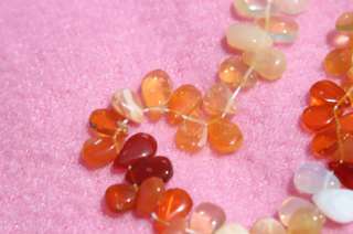Mexican Fire Opal Smooth Drops Beads 7 In. Strand BnC  