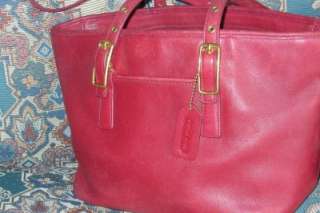 COACH RED BUCKET TOTE SHOULDER BAG WOMENS PURSE LEATHER VINTAGE USED 