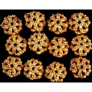  Sterling Gold Plated Lattice Caps with Granulation (Price 