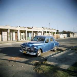 Old Blue American Car, Cienfuegos, Cuba, West Indies 