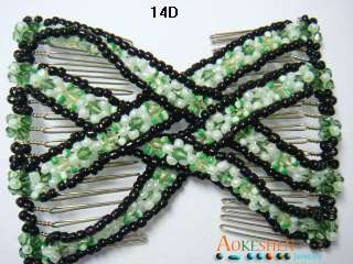   COMBS CLIPS DOUBLE STRETCHY JEWELRY BEADED CHARM 4x3.5inch J14  