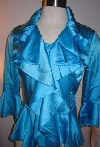 Naracamicie Silk Charmeuse Blouse Turquoise Italy $205  