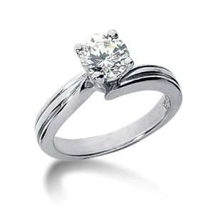 Round Diamond Classic Solitaire 4 Prong Set Palladium Engagement Ring 