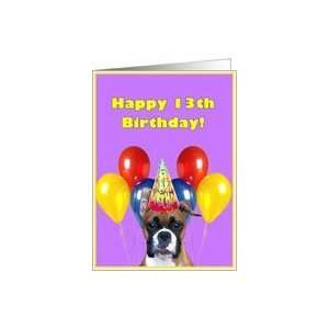  Happy 13th Birthday Boxer dog Card Toys & Games