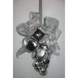 Silver Sleigh Bells Jingle Bells on Chain with Silver Ribbon 10.5 