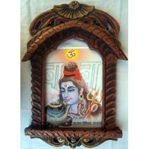  Lord Shiva with Shivling poster painting in Wood Craft 