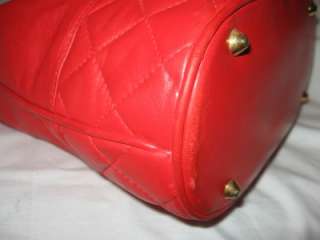 CICCI RED QUILTED LEATHER LINK CHAIN SHOULDER BAG  