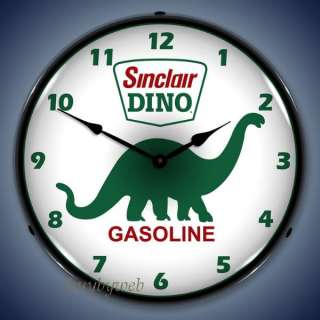 Retro Nostalgic Dino Sinclair Gas Oil Lighted Clock NEW  