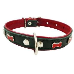   Bone Studs Soft Leather Padded Dog Collar 3/4 Wide. Fits 10 14 Neck