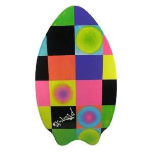  35 Inch Wood Skimboard Color Squares Neon Graphics Toys 