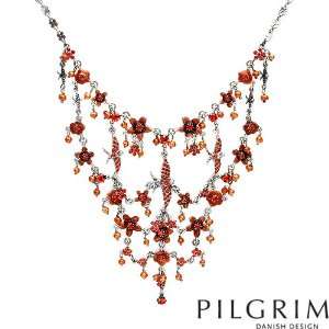 PILGRIM Skanderborg, Denmark Enamel Crystal and Pearl Ladies Necklace 