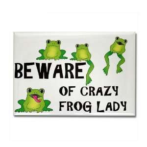  Beware of Crazy Frog Lady Frog Rectangle Magnet by 
