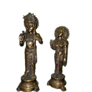  Hindu Gods Ram & Sita Brass Statue India Meditation Idols 