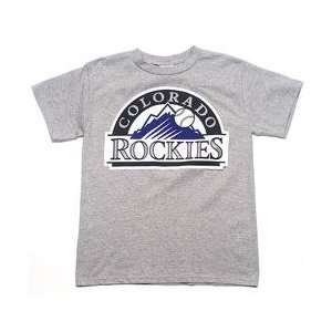 Colorado Rockies Logo T Shirt by Lee Sport   Gray XX Large