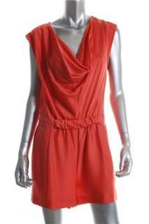 Diane Von Furstenberg NEW Orange Silk Romper Shorts Misses 8  