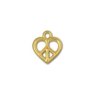  Gold Plated Heart Peace Sign Charm: Arts, Crafts & Sewing