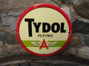 TYDOL FLYING A PORCELAIN COATED SIGN  