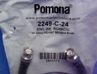 POMONA 50 OHM COAXIAL CABLE BNC MALE 2 FT NEW RG58C/U  