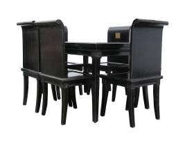 Antiques Black Lacquer Dinning Table/Eight Chairs d216s  