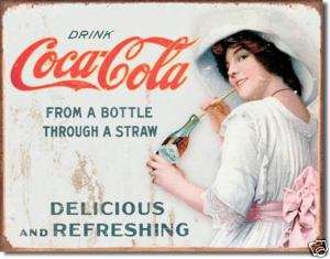 Vintage Retro Tin Sign Coca Cola Coke Victorian Girl  