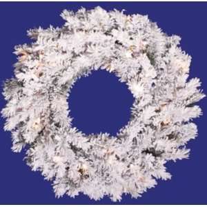  48 Alaskan Christmas Wreath, Flock Prelit, Clear: Home 