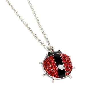  Lucky Lady Bug Ladybug Red Crystal Bling Fashion Necklace 
