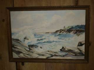 COLLUM OIL on CANVAS A COASTAL VIEW with WAVES  