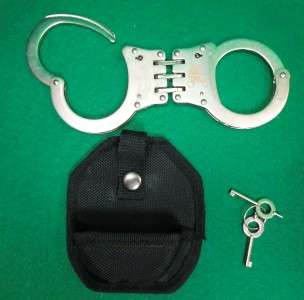 Hinged Chrome Steel Police Handcuff Hand Cuff Handcuffs 2 Keys 