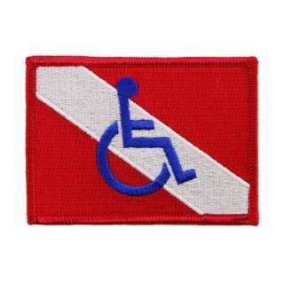 Disabled Diver Patch Embroidered Iron On Scuba Diving Handicapped Logo 