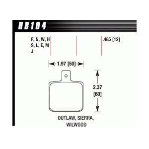 Disc Brake Pad HT 10 w/0.485 Thickness Fits Wilwood DL Single Outlaw w 