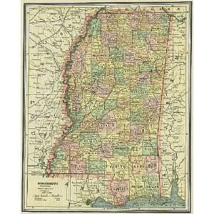  Cram 1888 Antique Map of Mississippi   $79 Office 