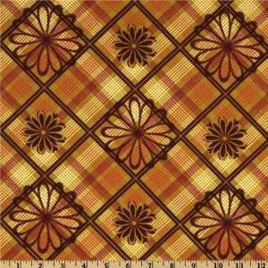  44 Wide Cranston Village Plaid Flowers Brown Fabric By 