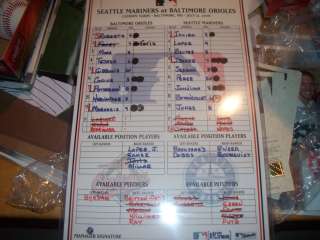 2006 Baltimore Orioles vs Seattle Mariners Game Used Lineup Card 