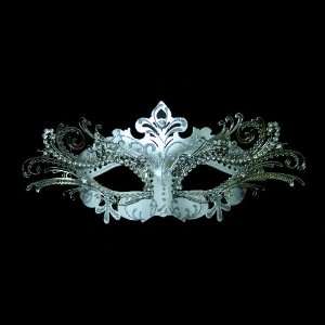  White & Silver Decorative Metal Venetian Mask: Home 