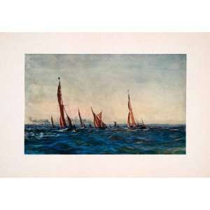  1905 Print William Wyllie Fiddlers Reach Thames Barge Ship 