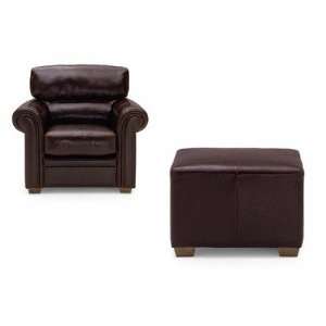 Palliser Furniture Max Leather Chair and Ottoman Set 