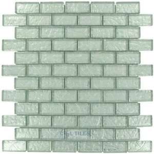  7/8 x 1 7/8 brick glass mosaic tile in ice glitter: Home 
