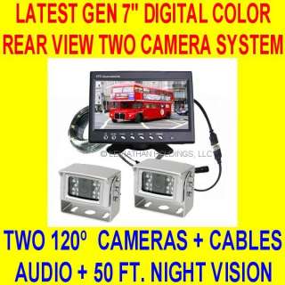 TWO CAMERA 7 REAR VIEW BACKUP SYSTEM CAR TRUCK TRAILER  