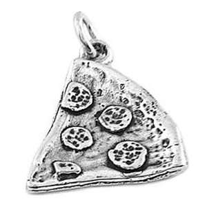  Sterling Silver One Sided Pizza Slice Charm Jewelry