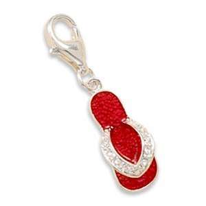   Crystal Sandal Charm with Lobster Clasp .925 Sterling Silver Jewelry