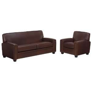   Leather Sofa & Recliner Set w/ Down Seat Upgrade