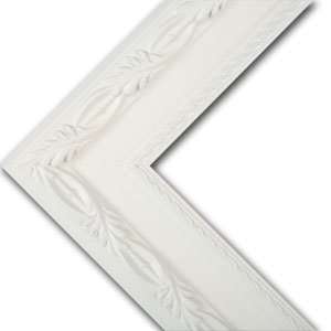 MirrorMate Custom Frames Acadia Dove White Featuring a beautiful leaf 